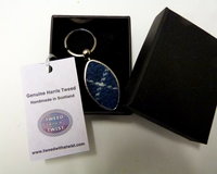 Harris Tweed Scotland Rugby keyring key fob keyring in box, small gift for men with Scottish saltire flag