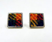 Buchanan Tartan Harris Tweed cuff links made in Scotland  ideal cufflinks for weddings , Best Man or groomsman gift for men