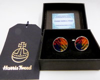 Harris Tweed-cuff links-Buchanan-tartan-gift box-gift for him-groomsmen-Best man