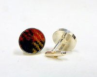 Round Buchanan Tartan Harris Tweed cuff links made in Scotland  ideal cufflinks for weddings , Best Man or groomsman gift for men