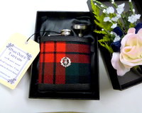 Your family or clan Tartan hip flask with thistle  Scottish gift made in Scotland  ideal for retirement,  birthday , or Fathers Day present