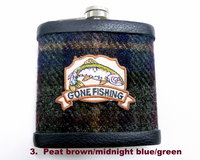 Gone Fishing-harris tweed-hip flask-gift for him