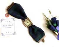 Black Watch tartan wristwatch  made in Scotland , Christmas or birthday gift womens or bridesmaid jewellery