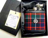 MacDonald Tartan hip flask  with thistle Scottish gift for men ideal Christmas, retirement  best man or usher's wedding gift