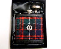 MacDonald Tartan hip flask  with thistle Scottish gift for men ideal Christmas, retirement  best man or usher's wedding gift