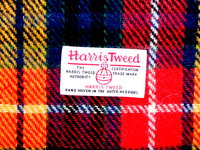 Buchanan Tartan Harris Tweed Cosmetic  make-up bag with matching compact mirror , red yellow blue plaid