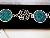 Jade green Harris Tweed bracelet with celtic infinity knots made in Scotland , Christmas or birthday gift womens or bridesmaid jewellery