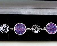 Purple filigree Harris Tweed bracelet with celtic infinity knots made in Scotland , Christmas or birthday gift womens or bridesmaid jewellery