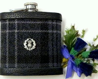 Highland Granite Tartan hip flask  with thistle Scottish gift for men ideal Christmas, retirement  best man or usher's wedding gift
