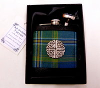 All Ireland  Tartan hip flask with Celtic Knot in gift box