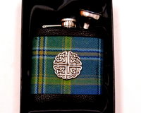 All Ireland  Tartan hip flask with Celtic Knot in gift box