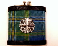 All Ireland  Tartan hip flask with Celtic Knot in gift box