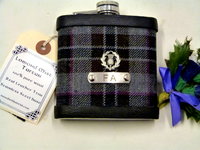 Wedding kilt tartan flasks with Thistle and individual engraving custom engraving in sets of 3-6