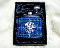 Harris Tweed hip flask in Isle of Harris tartan with Celtic knot , Scottish Christmas gift, or best man , retirement, birthday present