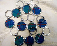 Custom order, 10 Hunter Tartan double sided keyrings with logo, 10 Hunter tartan Golf keyrings and 10 Hunter tartan Rugby keyrings