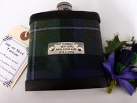 Isle of Skye tartan flask personalised choice of finish plain, engraved, thistle or leather