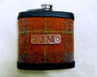 Isle of Skye tartan flask personalised choice of finish plain, engraved, thistle or leather
