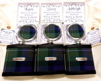 Isle of Skye tartan flask personalised choice of finish plain, engraved, thistle or leather