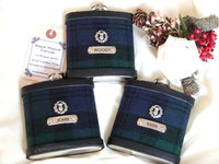 Black Watch tartan flask personalised choice of finish plain, engraved, thistle or leather