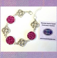 Pink Herringbone Harris Tweed necklace with celtic infinity knots made in Scotland , womans Christmas or birthday gift  or bridesmaid jewellery