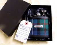 Black Watch tartan flask personalised choice of finish plain, engraved, thistle or leather