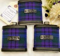 Isle of Skye tartan flask personalised choice of finish plain, engraved, thistle or leather