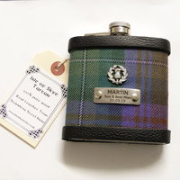 Custom order for  Cameron NINE tartan Hip Flasks  thistle and engraving