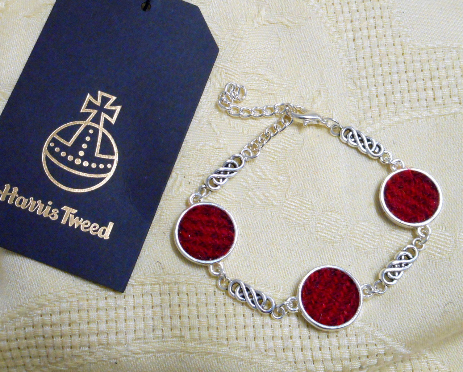 Harris-Tweed-jewellery-bracelet-red-celtic-knot-womens-gift-for-her