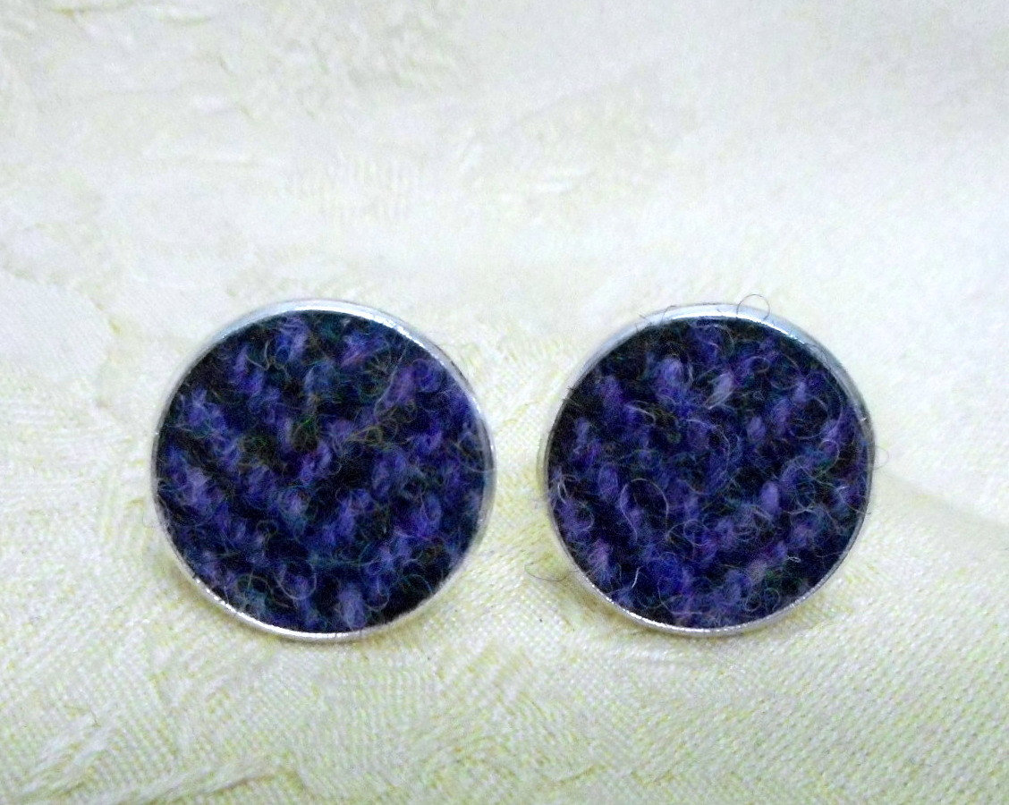 Purple herringbone Harris Tweed cuff links made in Scotland  cufflinks  for weddings, Best Man or Groomsman gift for men