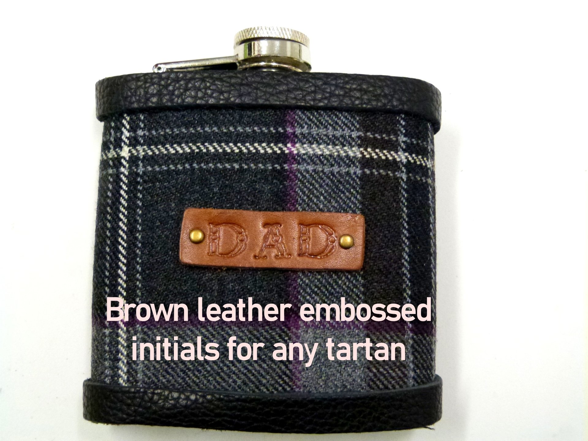 Highland Granite Tartan hip flask  with thistle Scottish gift for men ideal Christmas, retirement  best man or usher's wedding gift