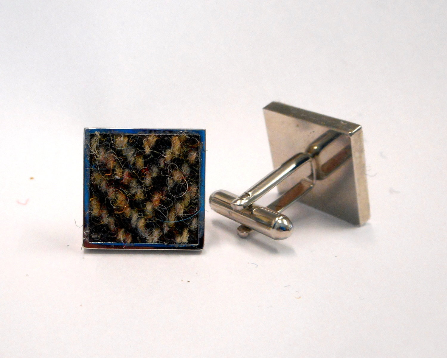 Harris Tweed Brown herringbone square cuff links made in Scotland , mens  accessories cufflinks Christmas, wedding, groomsman, fathers day gift for him