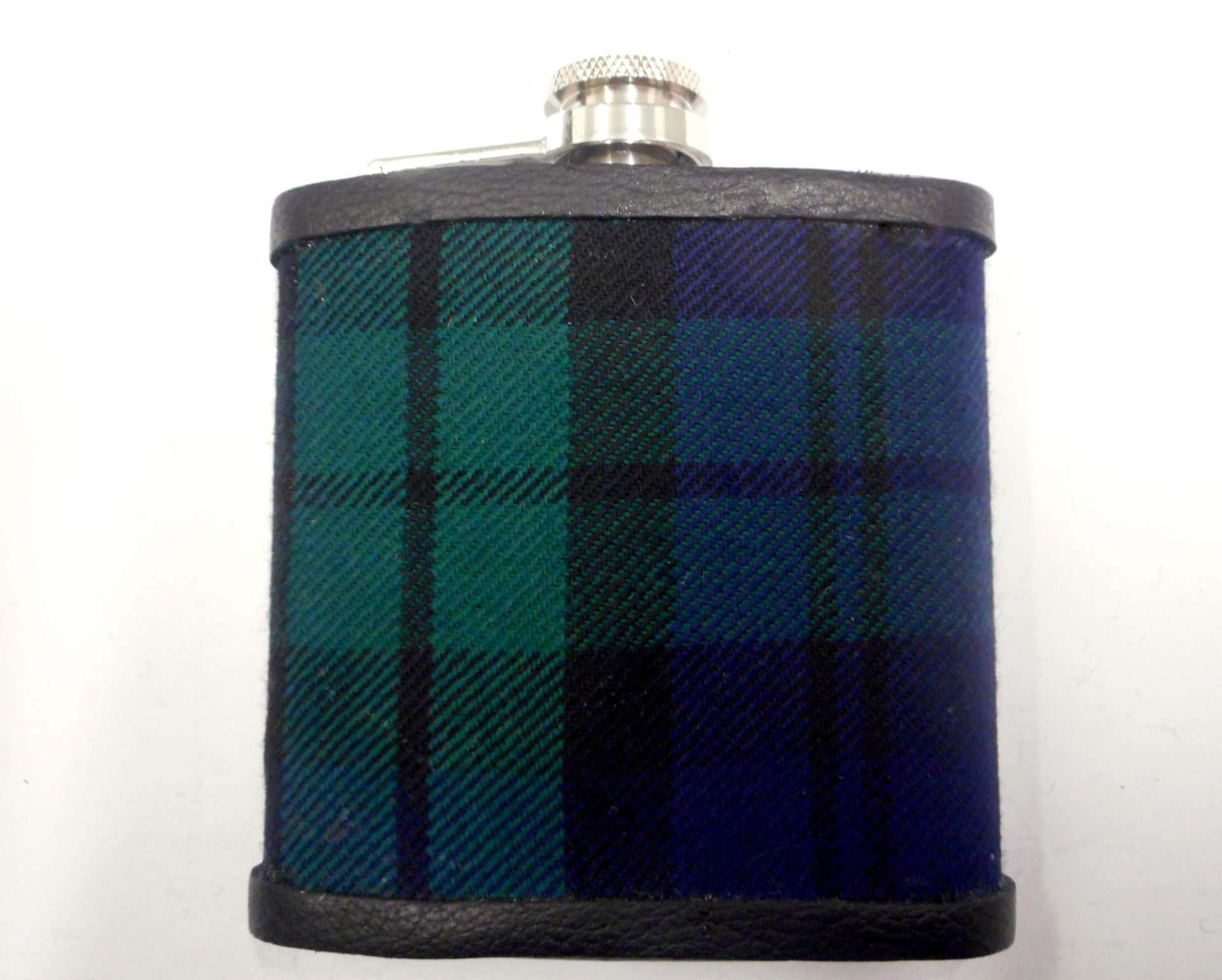 Black Watch Tartan hip flask with pewter thistle Scottish gift for men made in scotland retirement,  best man, groomsman , father's day present