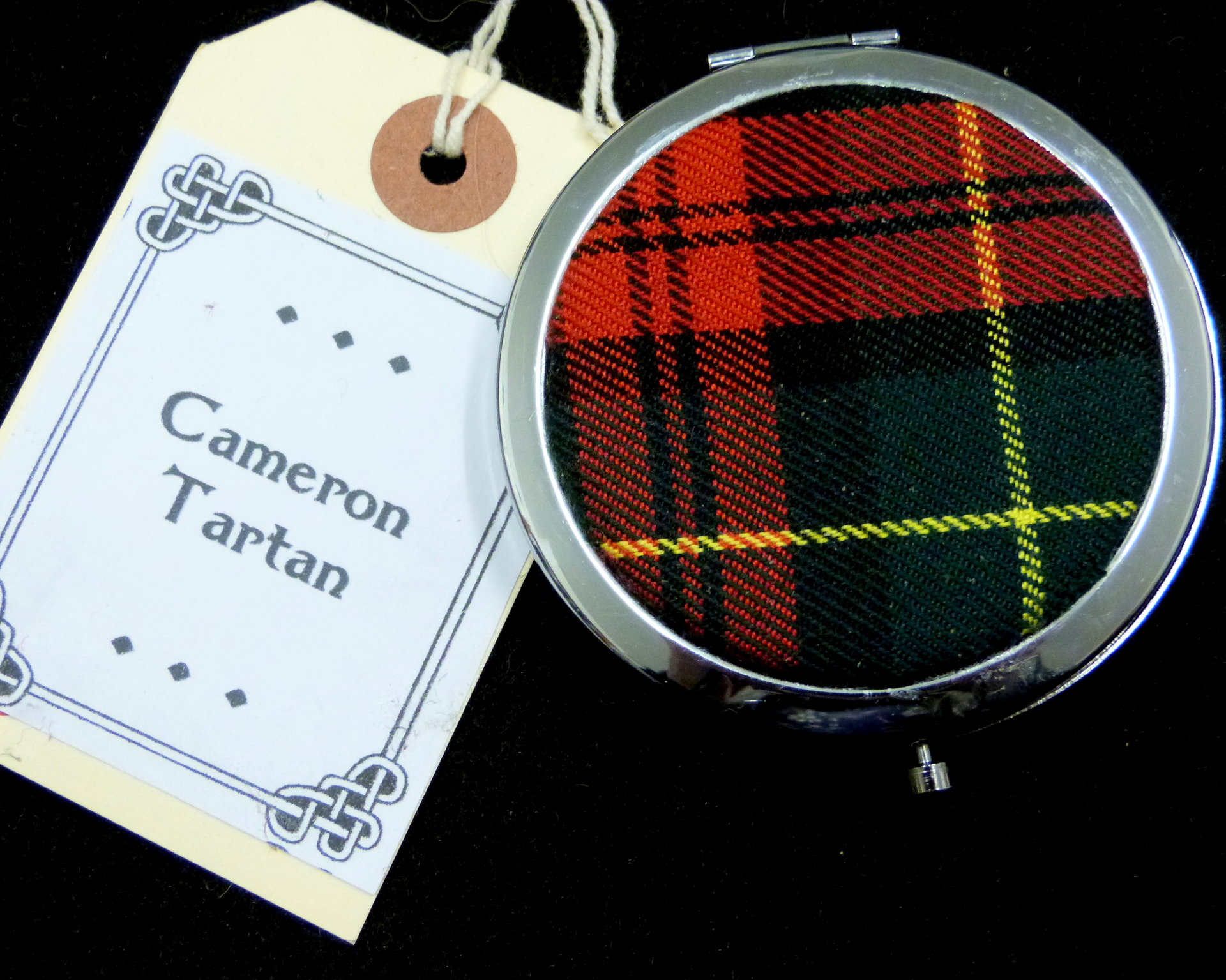 Cameron tartan compact mirror, womens little gift for mother, sister, best friend made in Scotland by Tweed with a Twist