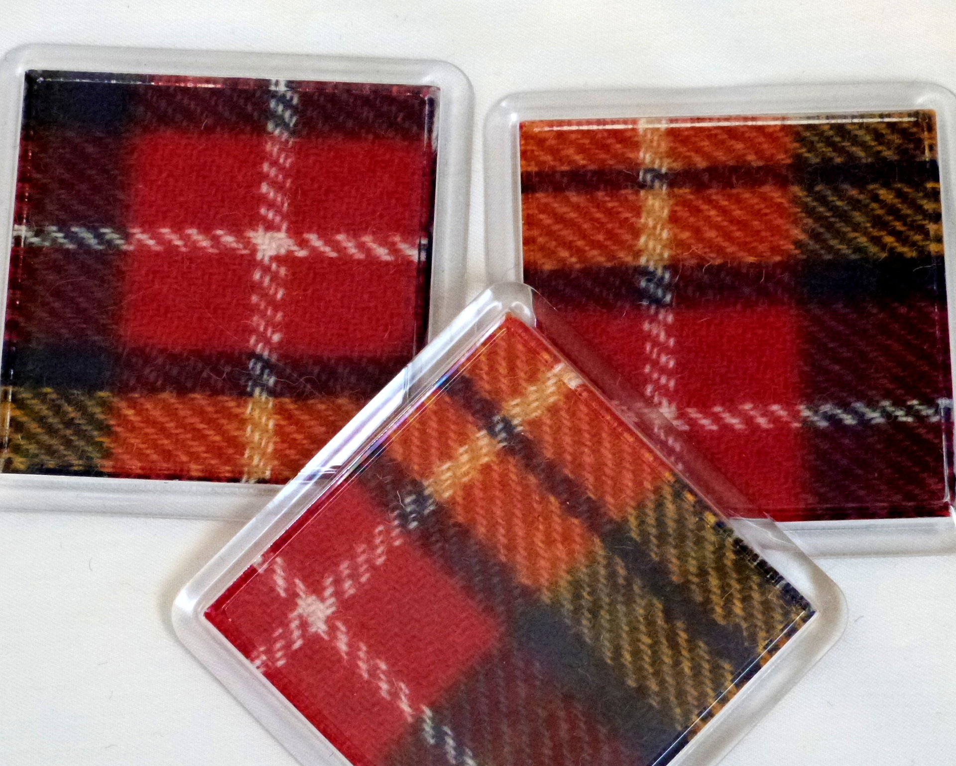 Buchanan tartan Harris Tweed drinks coasters, wipe clean easy care and durable.