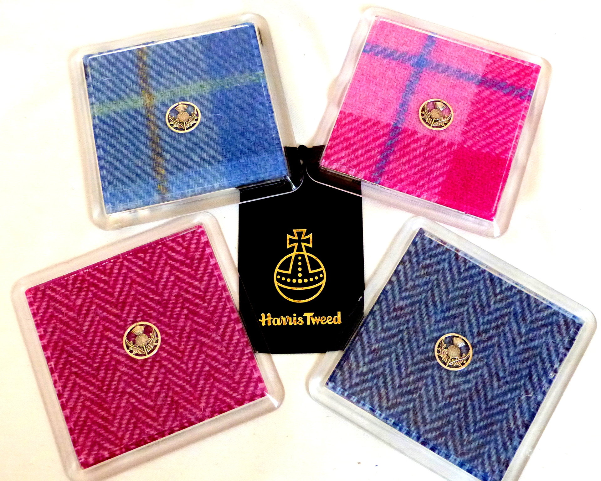 Harris-Tweed-coasters-with-thistle-scottish-gift