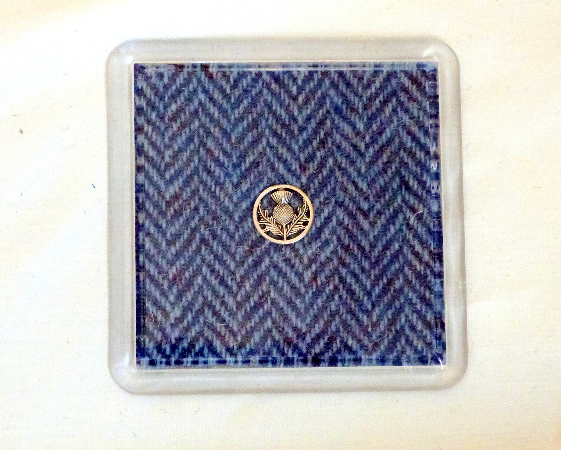 Harris Tweed drinks coasters with thistle, wipe clean