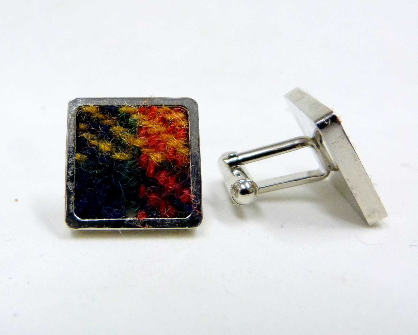 Buchanan Tartan Harris Tweed cuff links made in Scotland  ideal cufflinks for weddings , Best Man or groomsman gift for men