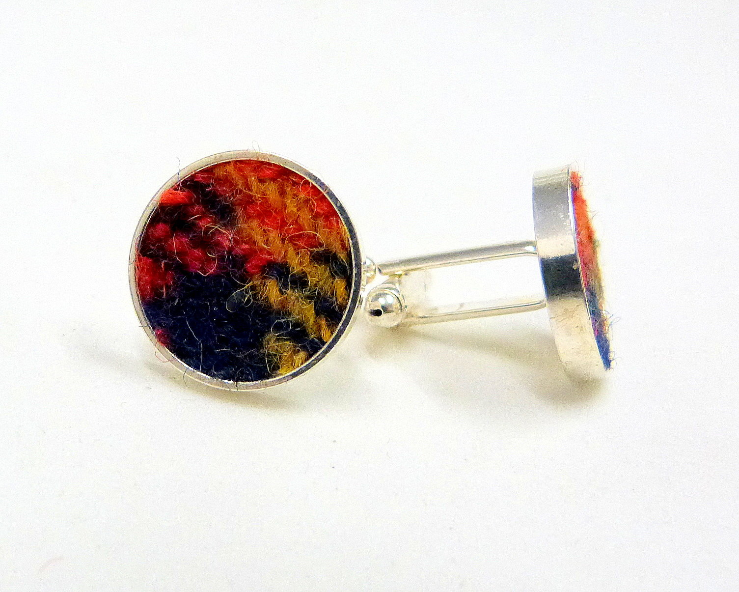 Round Buchanan Tartan Harris Tweed cuff links made in Scotland  ideal cufflinks for weddings , Best Man or groomsman gift for men