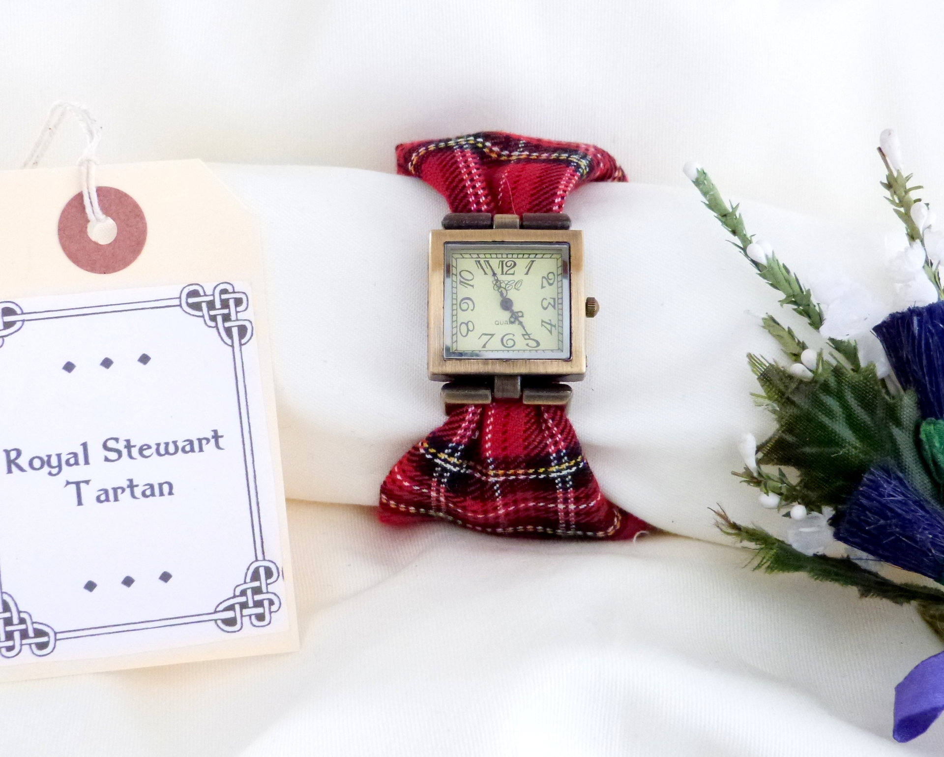 Royal Stewart tartan wrist watch bracelet made in Scotland Christmas or birthday gift womens jewellery