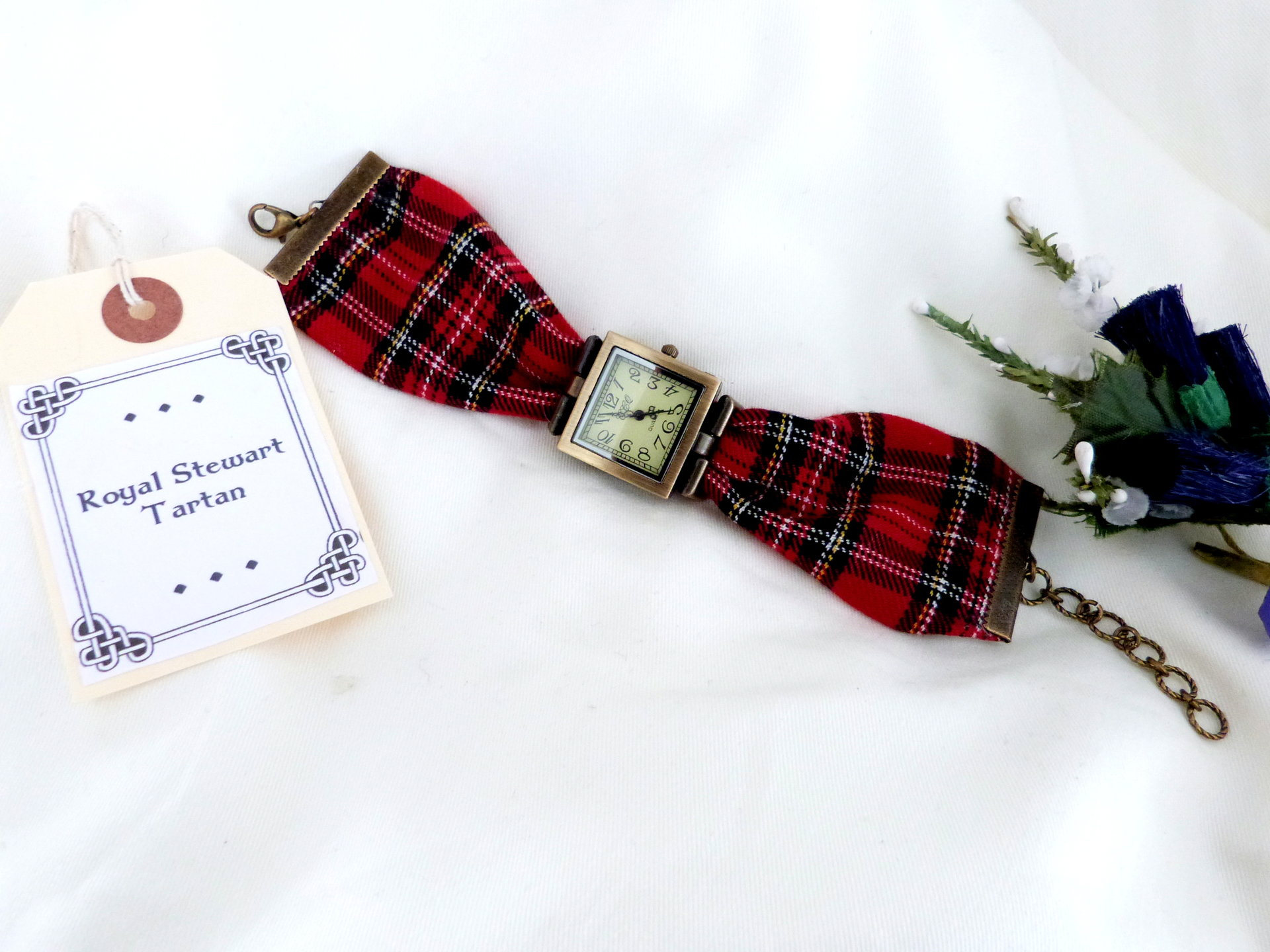 Royal Stewart tartan wrist watch bracelet made in Scotland Christmas or birthday gift womens jewellery