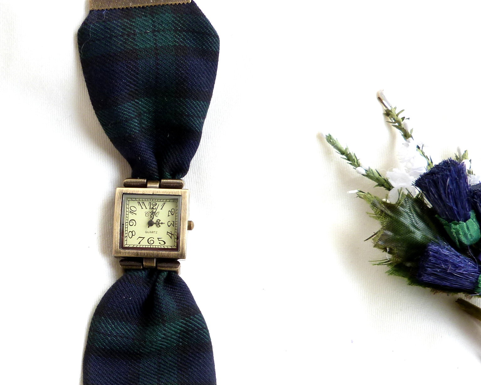 Black Watch tartan wristwatch  made in Scotland , Christmas or birthday gift womens or bridesmaid jewellery