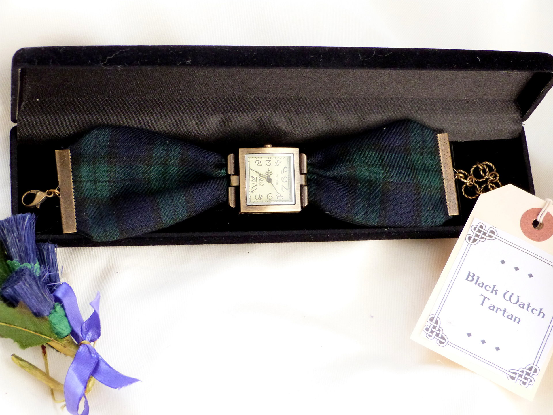 Black Watch tartan wristwatch  made in Scotland , Christmas or birthday gift womens or bridesmaid jewellery