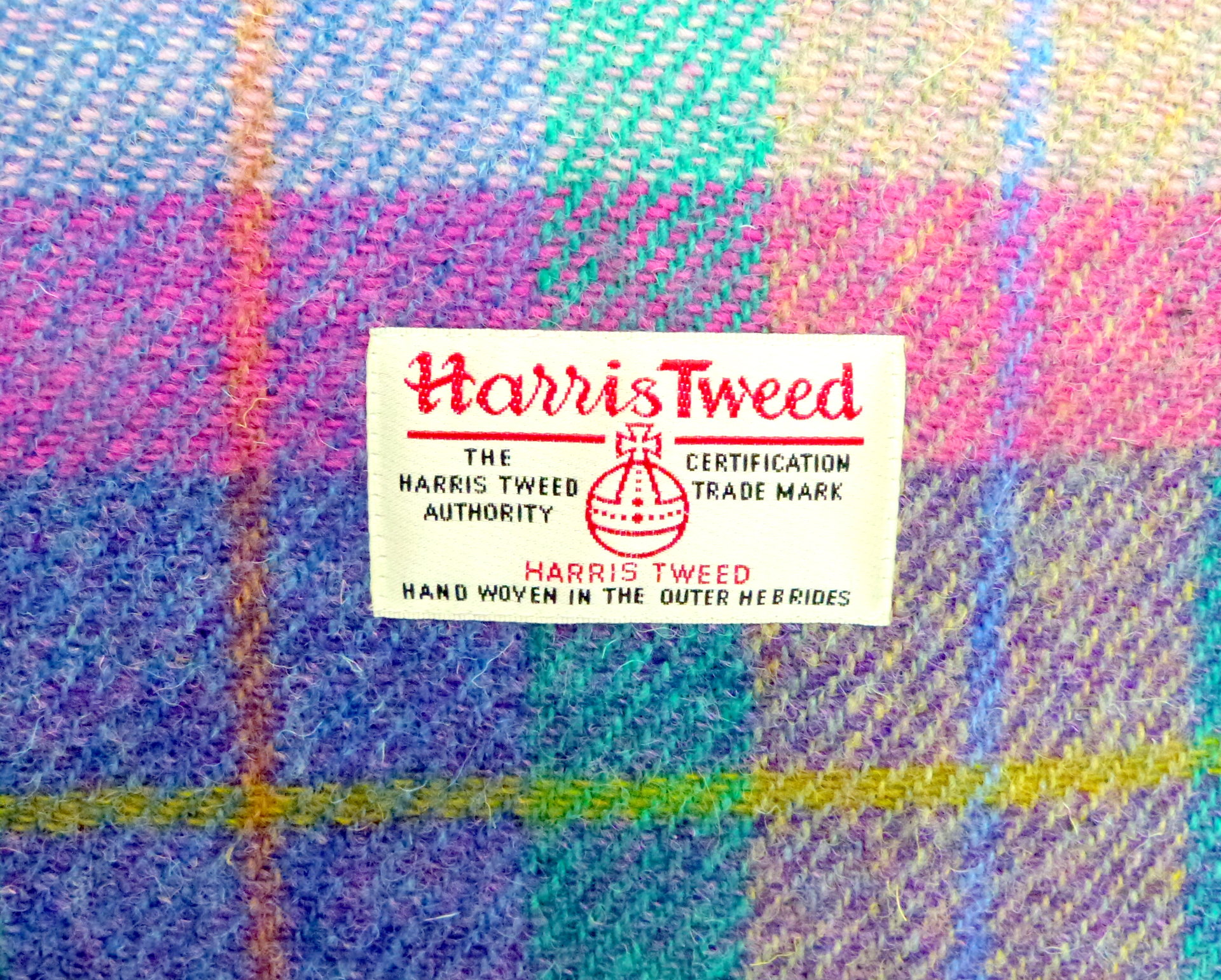 Harris Tweed pastel colours Cosmetic  make-up bag with matching compact mirror , lilac, jade, pink and blue