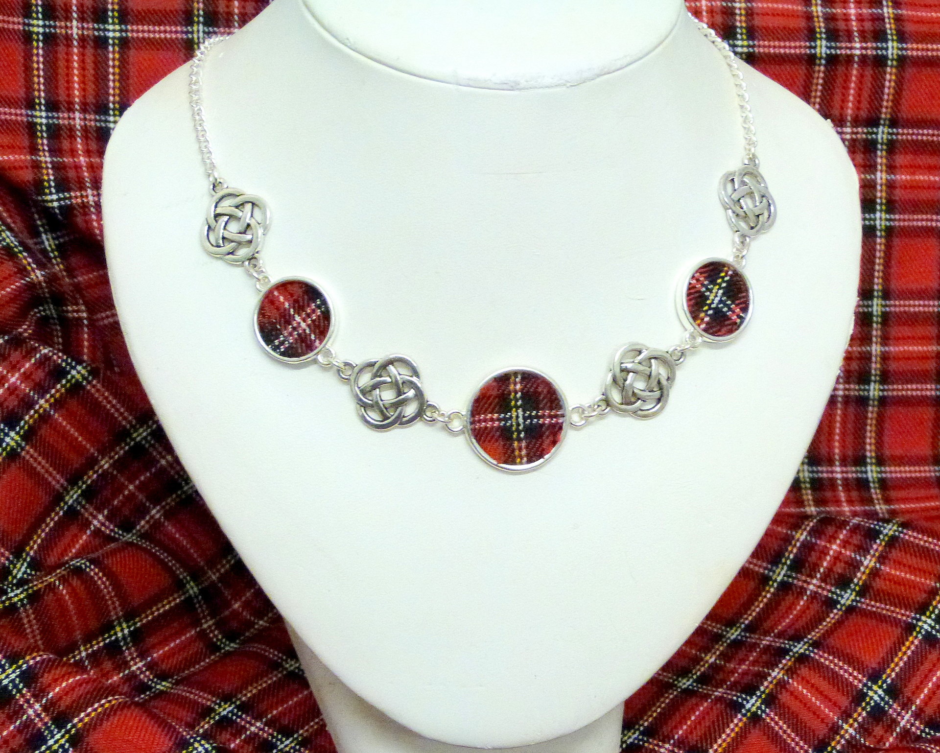 Royal-stewart-tartan-gift for her-celtic-necklace