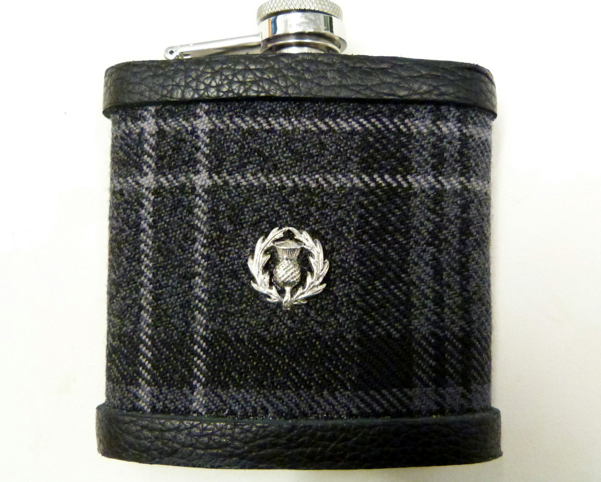 Highland Granite Tartan hip flask  with thistle Scottish gift for men ideal Christmas, retirement  best man or usher's wedding gift