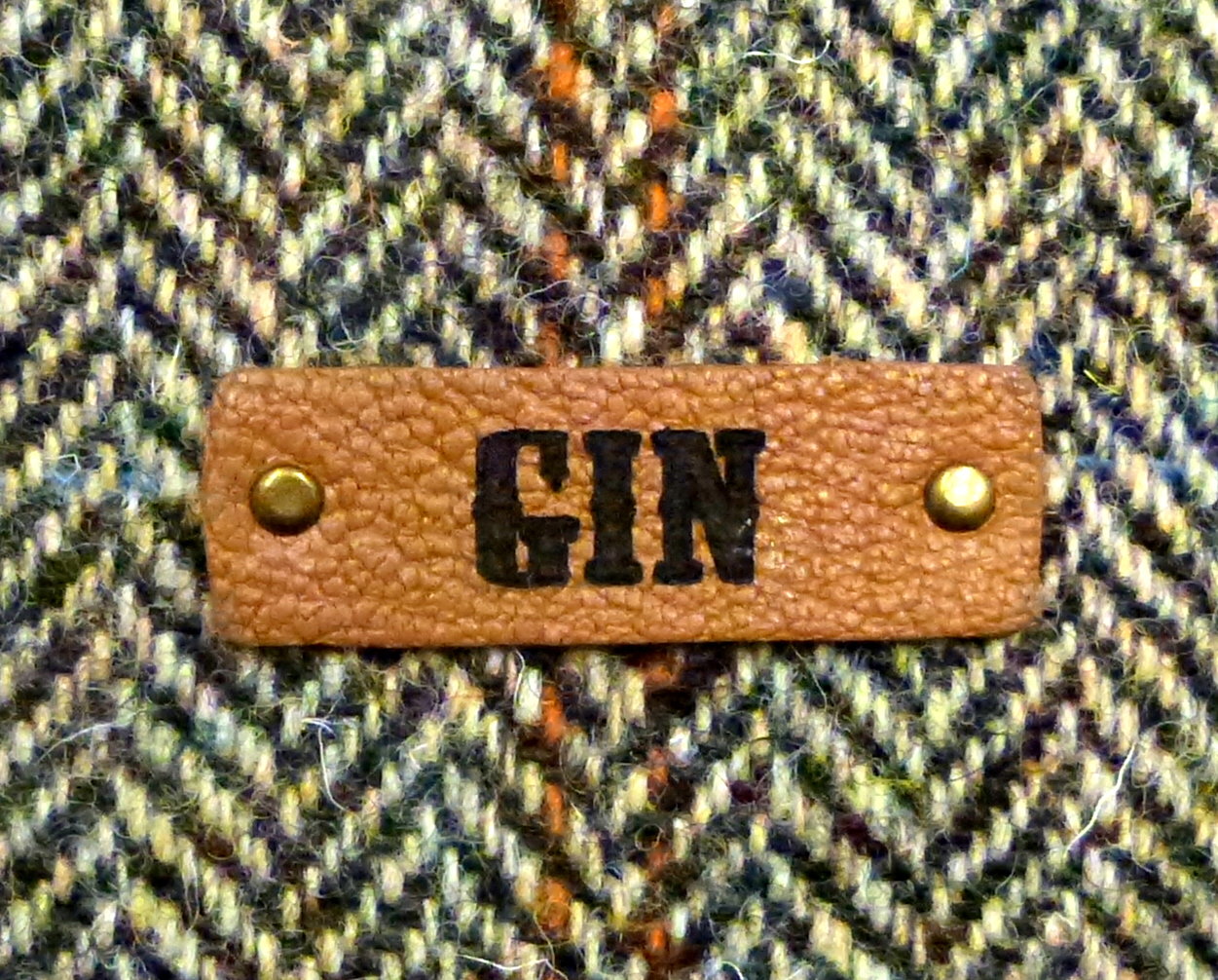 Harris Tweed Gin hip  flask, brown herringbone weave,  Scottish gift for men ideal Christmas, retirement Gin lovers present