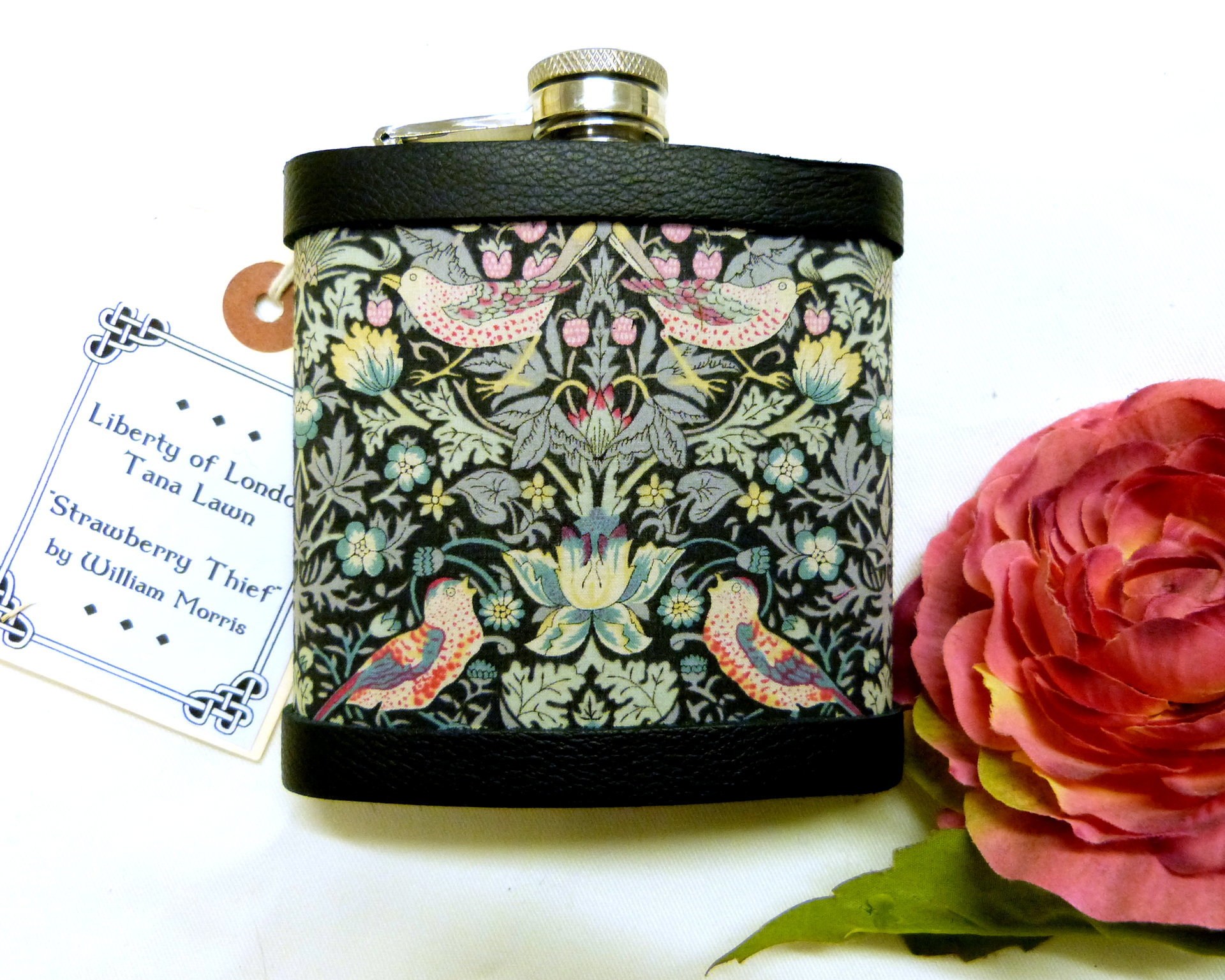 Custom listing for Josh Liberty of London "Rachel" fabric  hip flask