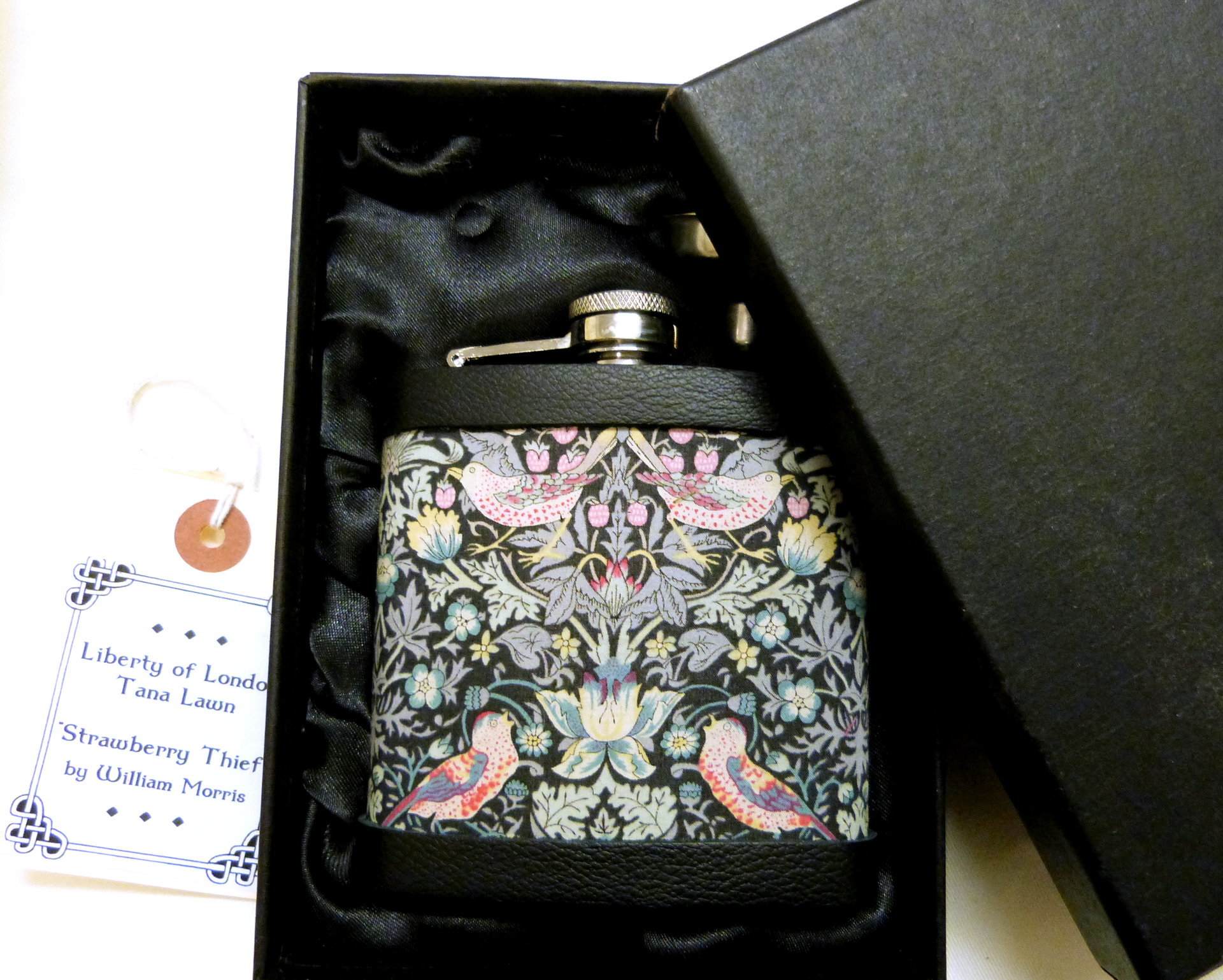 Custom listing for Josh Liberty of London "Rachel" fabric  hip flask