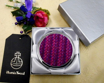 Pink-harris-tweed-compact-mirror