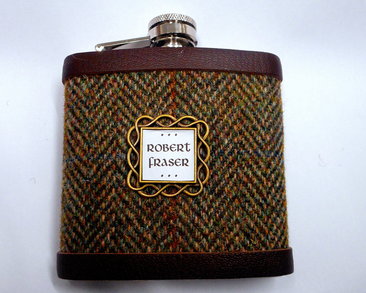 personalised-harris-tweed-hip-flask-with-name